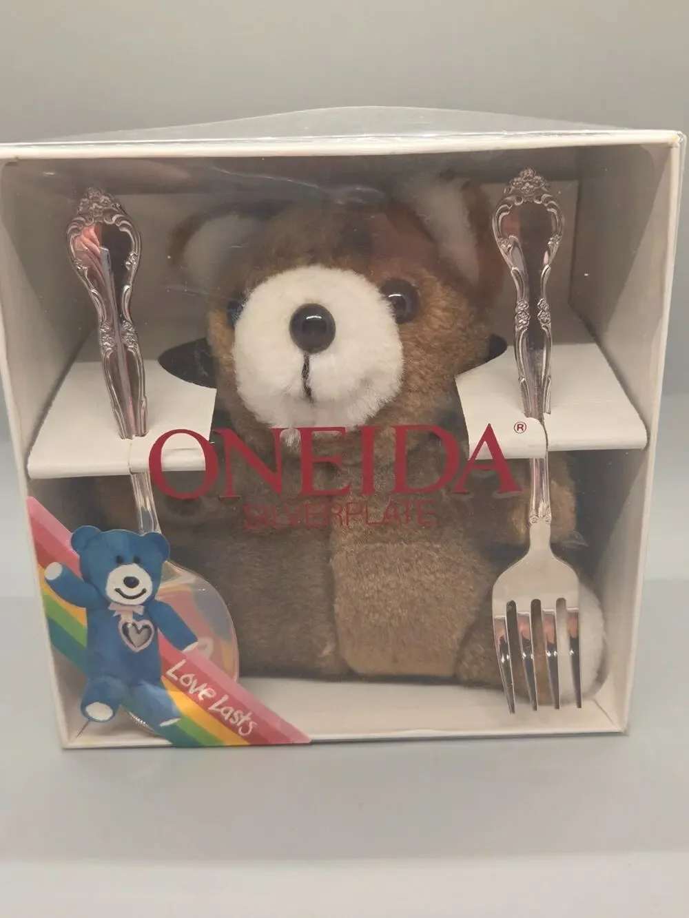 NEW Vintage Oneida Silverplate 2 Piece Baby Flatware Set with Bear 